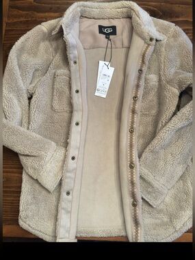 UGG Plush Teddy Shacket in Taupe